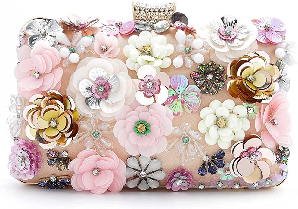 Yokawe Women's Evening Bag Flower Party Prom Clutch Purse Floral Bride Wedding Handbag | Amazon (US)