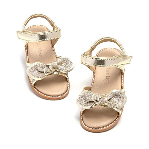 THEE BRON Girls Glitter Gold Sandals Toddler Summer Dress Shoes(AA386,Gold/9M) | Amazon (US)