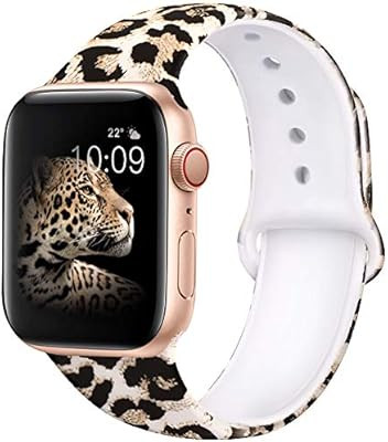 EXCHAR Compatible with Apple Watch Band 40mm 38mm Fadeless Pattern Printed Floral Bands Silicone ... | Amazon (US)