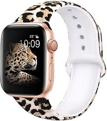 EXCHAR Compatible with Apple Watch Band 40mm 38mm Fadeless Pattern Printed Floral Bands Silicone ... | Amazon (US)