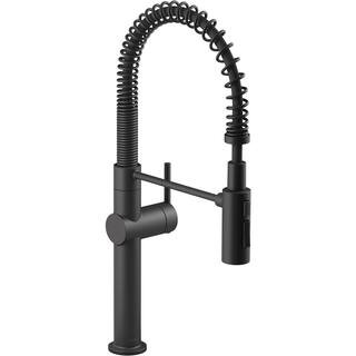 KOHLER Crue Semi-Professional Single-Handle Pull-Down Sprayer Kitchen Faucet in Matte Black K-229... | The Home Depot