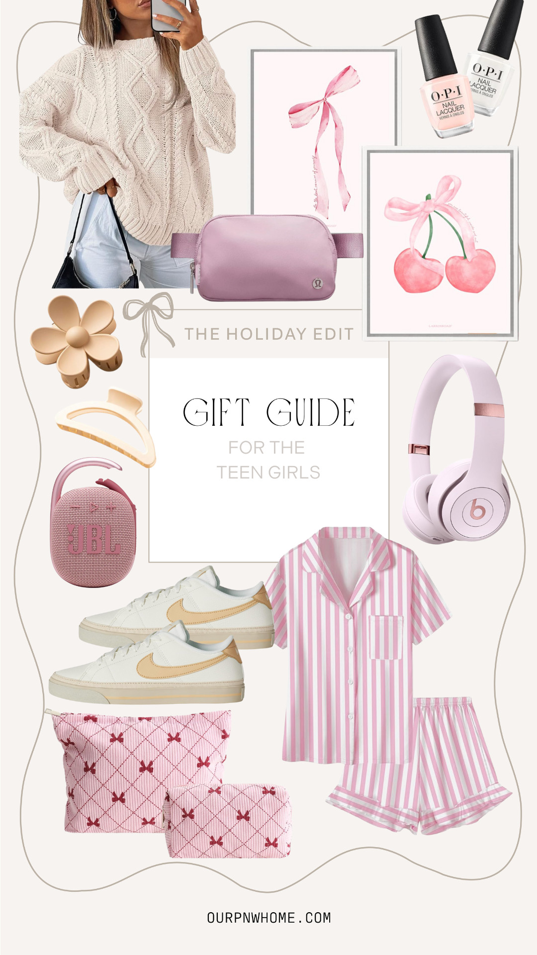 Top holiday gifts for the teen girl on Amazon!

teen girl gift guide, pink striped pajamas, pink pjs, cable knit sweater, chunky knit sweater, pink nail polish, teen room wall art, bow wall art, cherry wall art, pink belt bag, flower hair clip, jaw clip, girl's hair accessories, beats headphones, wireless headphones, bluetooth headphones, mini bluetooth speaker, toiletry bags, nike sneakers, trainers, tennis shoes 

 #LTKGiftGuide #LTKHoliday #LTKStyleTip