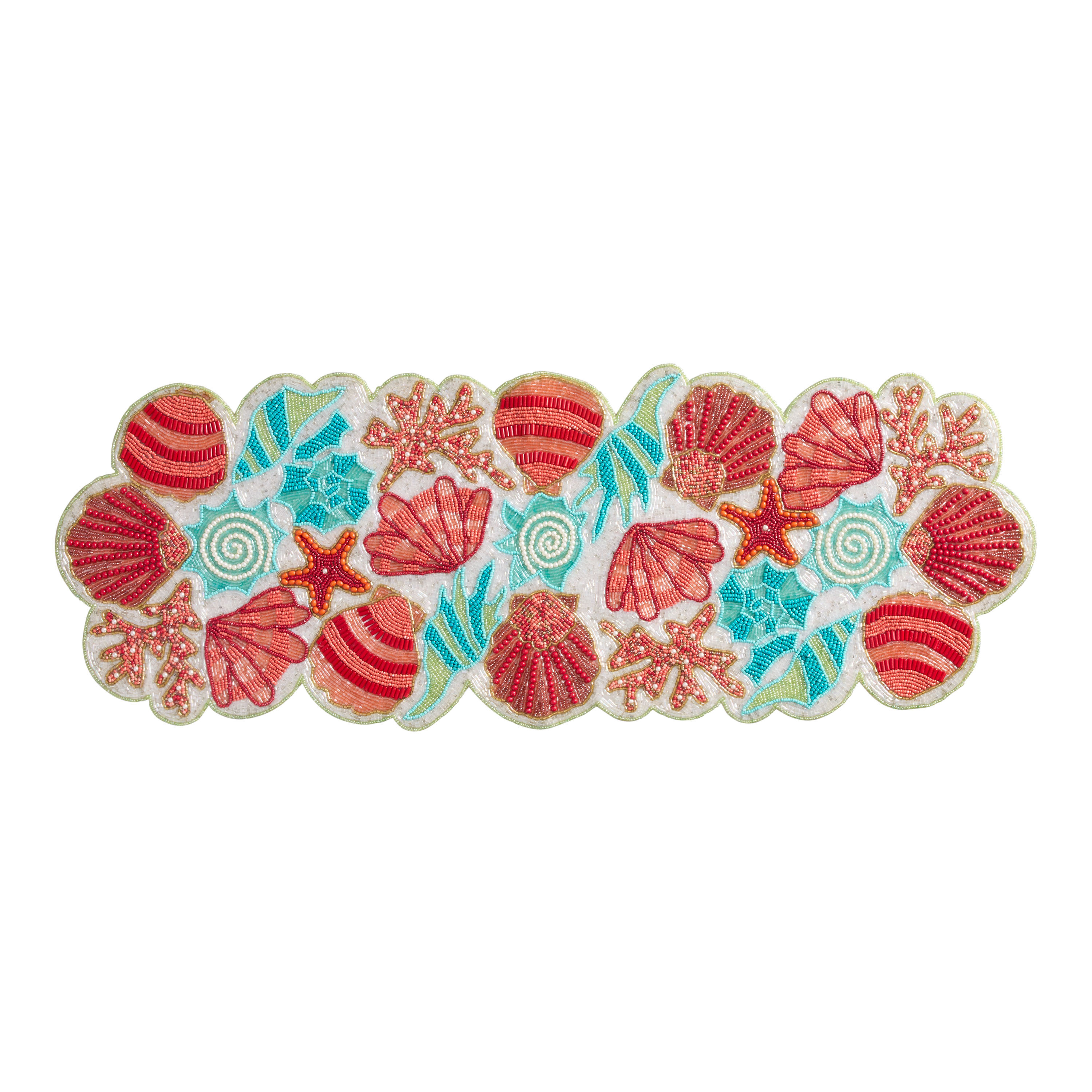 Red and Blue Seashell Beaded Table Runner | World Market