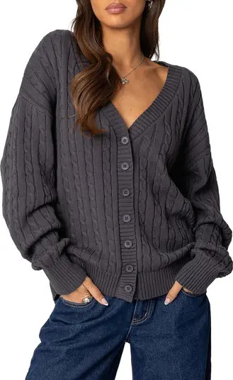 Francine Oversize Cable Cotton Cardigan | Nordstrom
