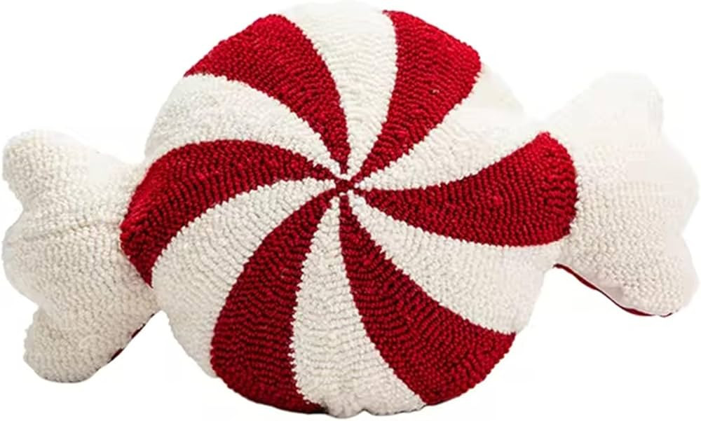 Candy Cane Pillow, Christmas Candy Throw Pillow Xmas Red Spiral Lollipop Pillow Cute Sweet Shaped... | Amazon (US)