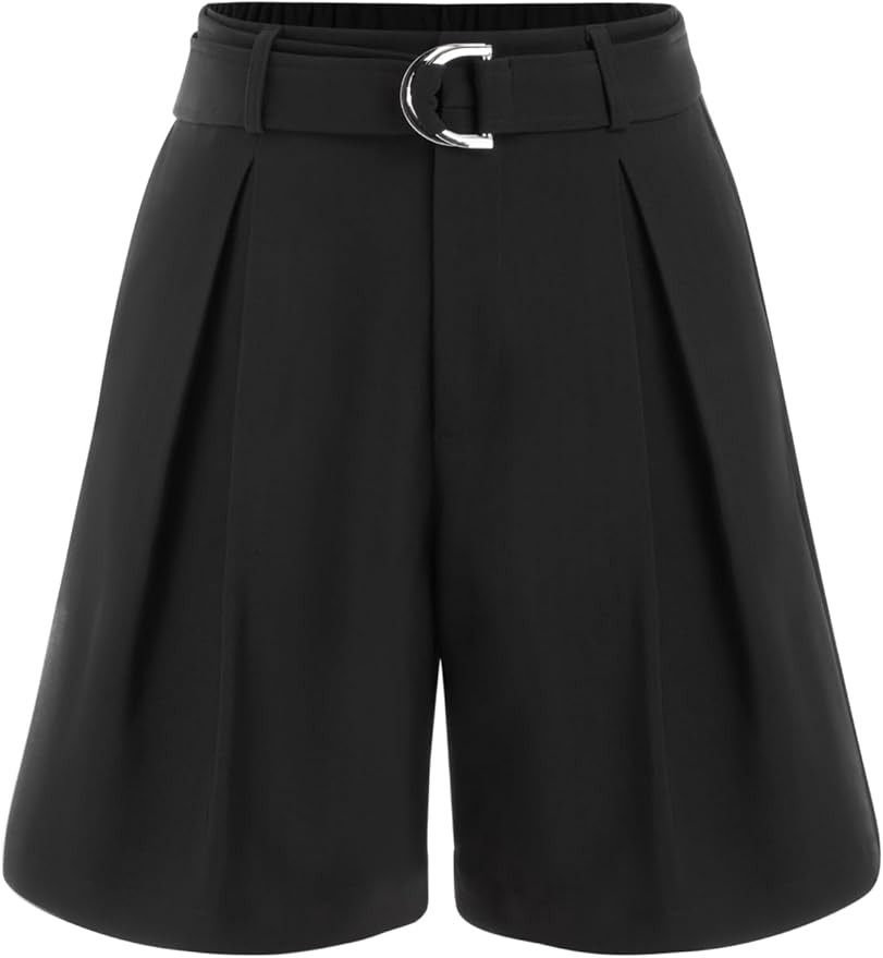 CIDER Wide Leg Shorts Belted Middle Waist Summer Dressy Casual Business Work Shorts with Pockets ... | Amazon (US)