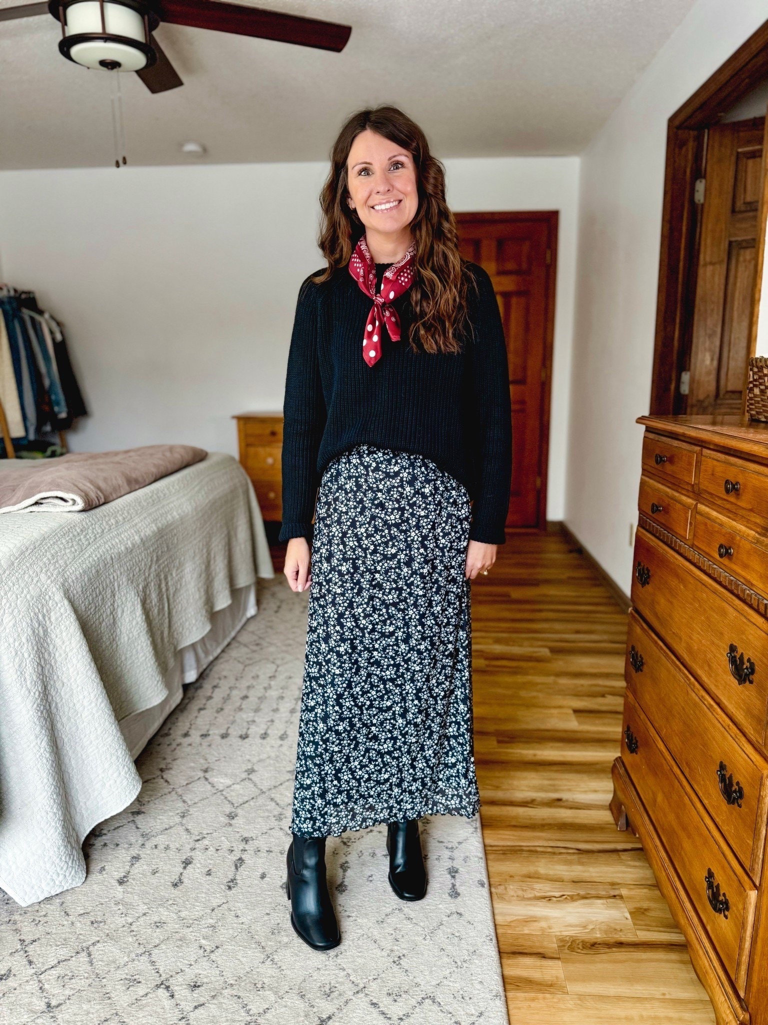 Wearing size small in my tank, small in my corp sweater and small in my floral midi skirt. This scarf is so fun for making an outfit a little more festive ♥️ my boots are size 6.5. You could also add fleece lined tights under for extra warmth!#LTKHoliday #LTKFindsUnder50



#LTKootd #LTKgrwm #LTKPetite