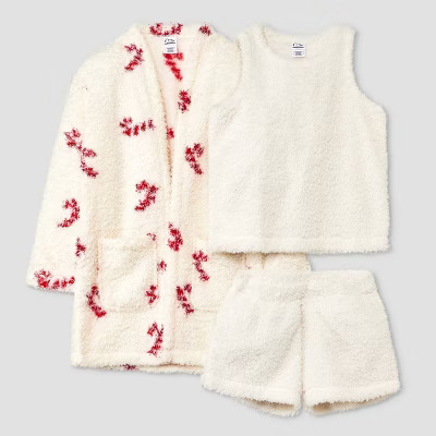 Girls' 3pc Marshmallow Fleece Pajama Set - art class™ Cream L | Target