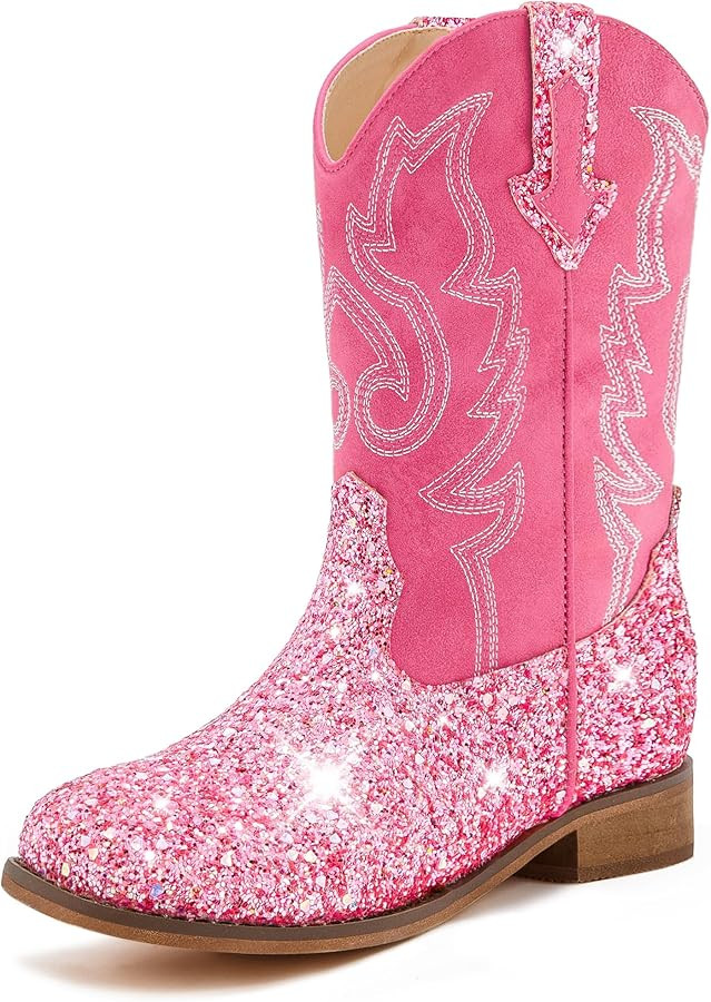 Girls Cowgirl Boots Unisex-Child Mid Calf Glitter Toddler Cowboy Boot Little Big Kids Western Rid... | Amazon (US)