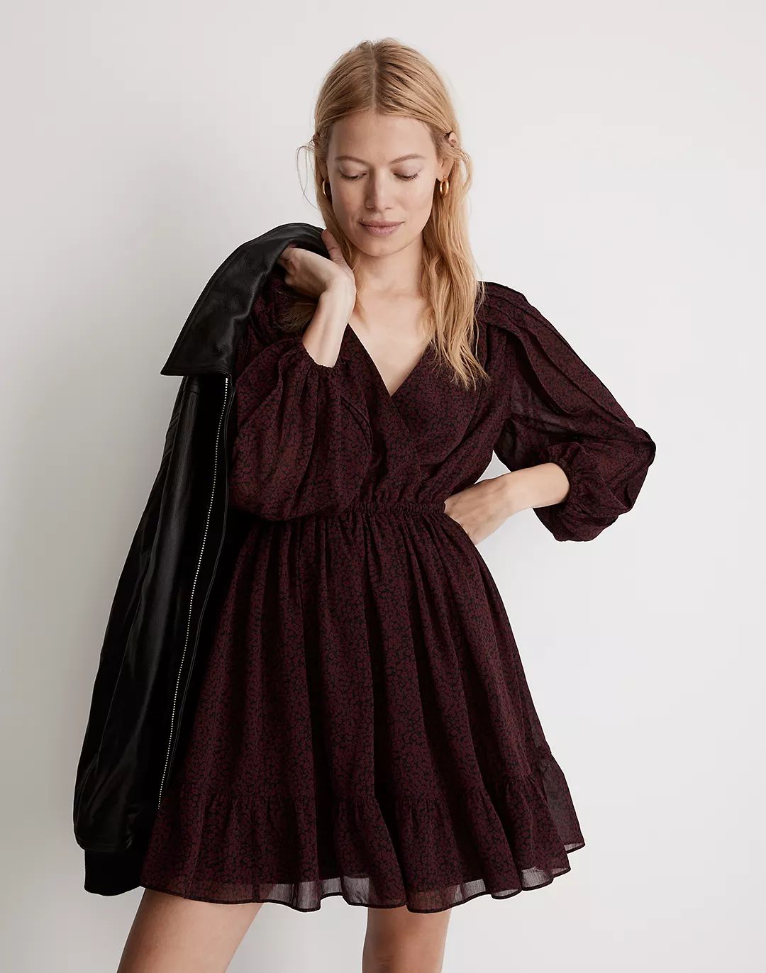 (Re)sourced Georgette Faux-Wrap Mini Dress | Madewell