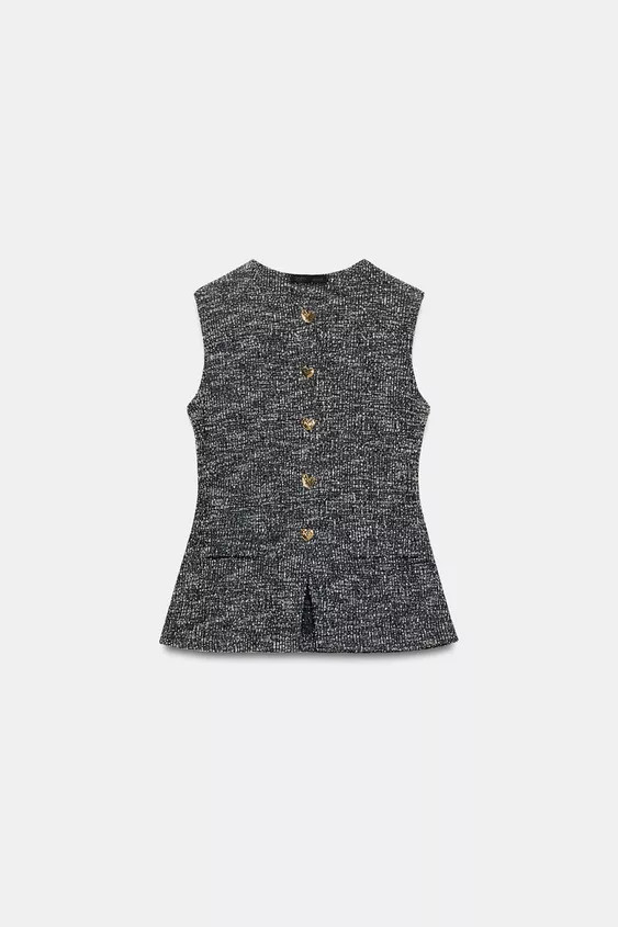 STRUCTURED BUTTON VEST TOP | Zara US