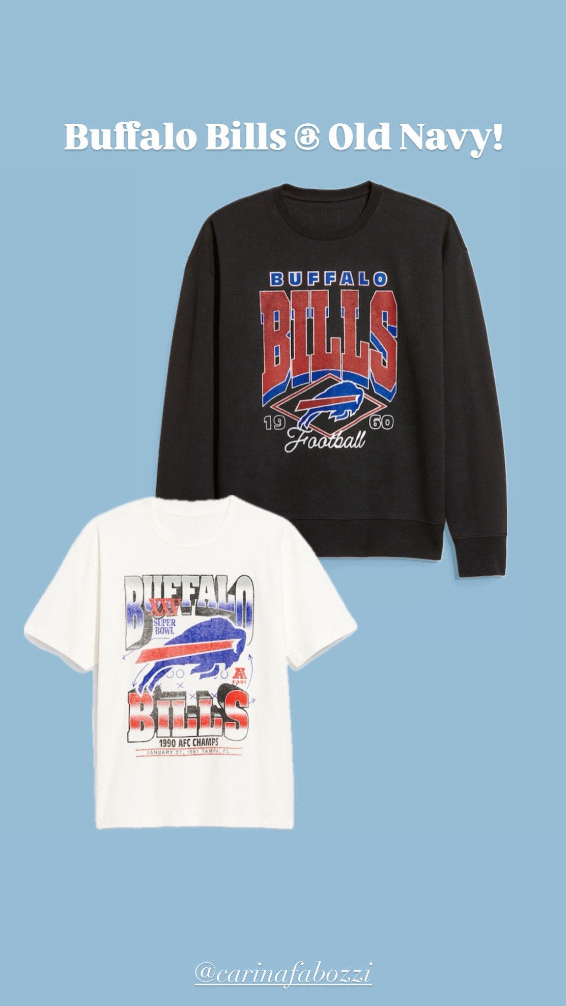 New Buffalo Bills apparel at Old Navy! 

NFL, football, Buffalo bills, go bills, sports season, new in, what to wear in the fall

#LTKFindsUnder50 #LTKActive #LTKMens