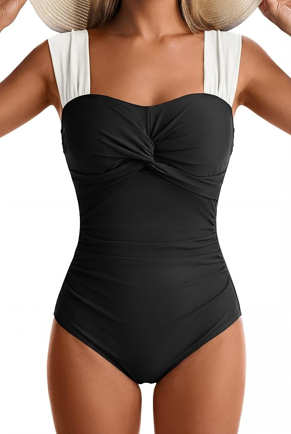 EVOCRCO Womens One Piece Swimsuits Tummy Control Twist Front Bathing Suits Full Coverage Swimsuit... | Amazon (US)