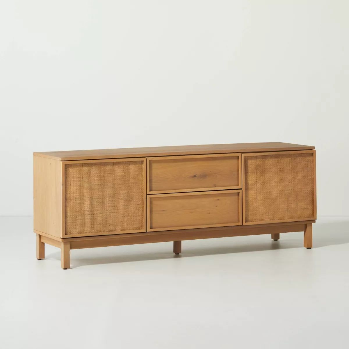 Wood & Cane Transitional Media Console Natural - Hearth & Hand™ with Magnolia | Target
