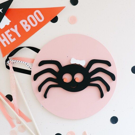 Pink spider Halloween decor halloween sign holiday wall | Etsy | Etsy (US)