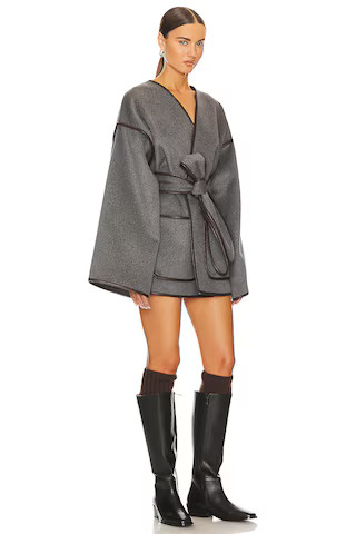 Helsa Wool Blend Blanket Coat in Grey from Revolve.com | Revolve Clothing (Global)