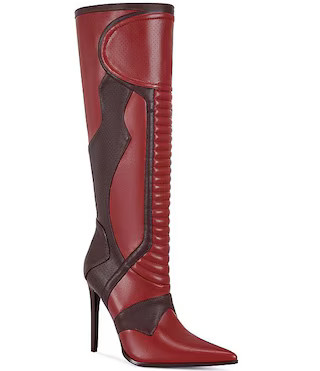 Azalea Wang Rodrigo Colorblock Pointed Toe Stiletto Tall Boots | Dillard's | Dillard's