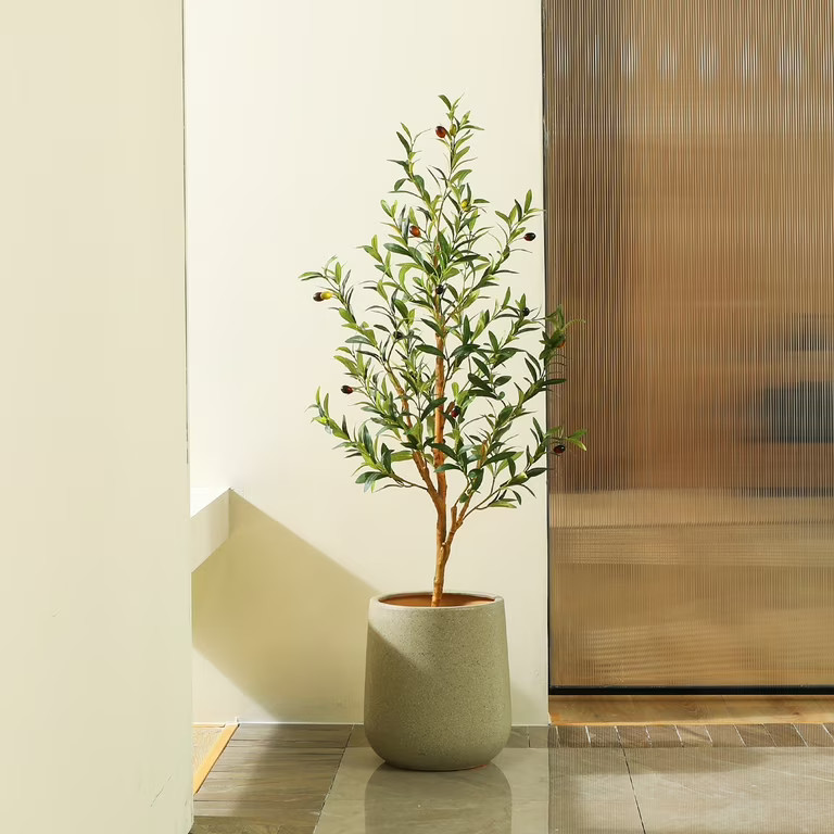 4FT Tall Artificial Olive Tree, Artificial Plants with Fruits and Wood Branches, Realistic Indoor... | Walmart (US)