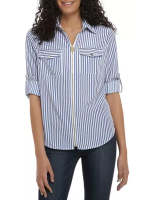 Michael Michael Kors Women's Roll Tab Stripe Dog Tag Shirt - | Belk
