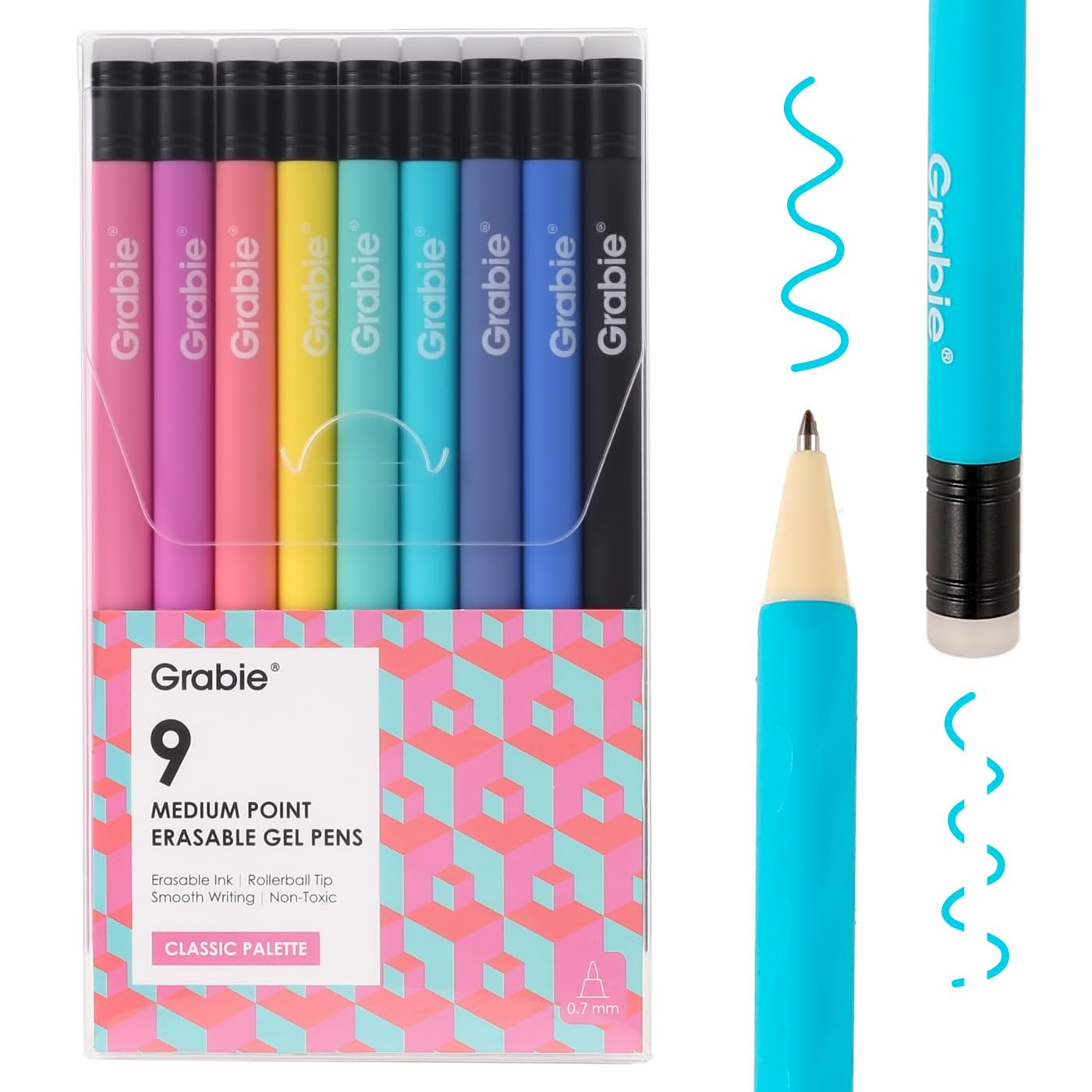 Grabie Erasable Gel Pens, Medium Point 0.7 mm Erasable Pens, Make Mistakes Disappear for Drawing ... | Amazon (US)