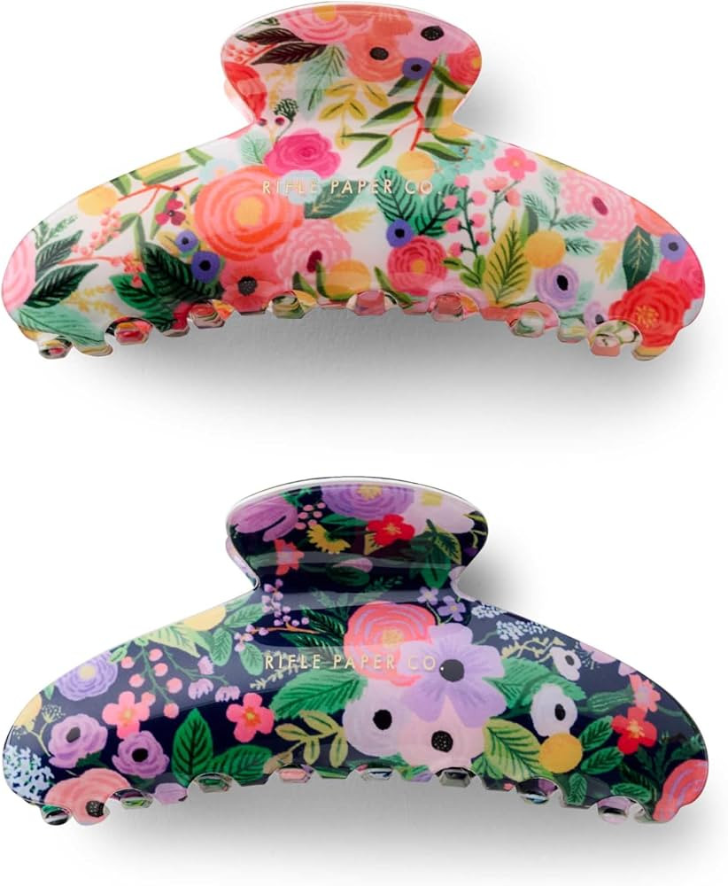 RIFLE PAPER CO. Large Claw Clip Set | Embroidered Fabric Headband, 100% Polyester, Soft Elastic S... | Amazon (US)