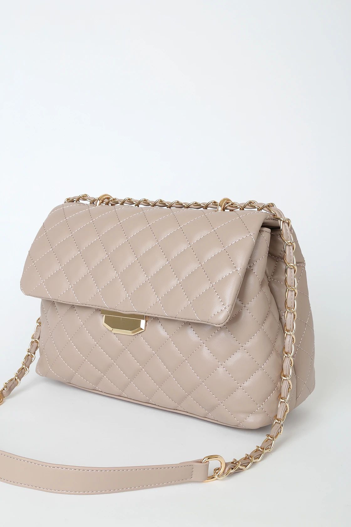 Real Stunner Taupe Vegan Leather Quilted Crossbody Bag | Lulus (US)