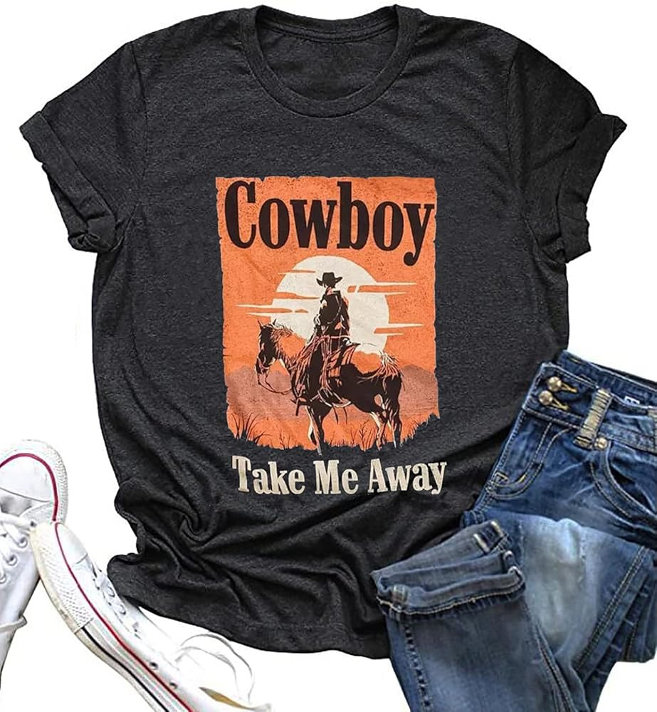 Cowboy Take Me Away T-Shirt for Women Western Cowboy Vintage Graphic Tees Travel Tops Western Azt... | Amazon (US)
