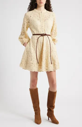 Chelsea28 Long Sleeve Belted Lace Minidress | Nordstrom | Nordstrom