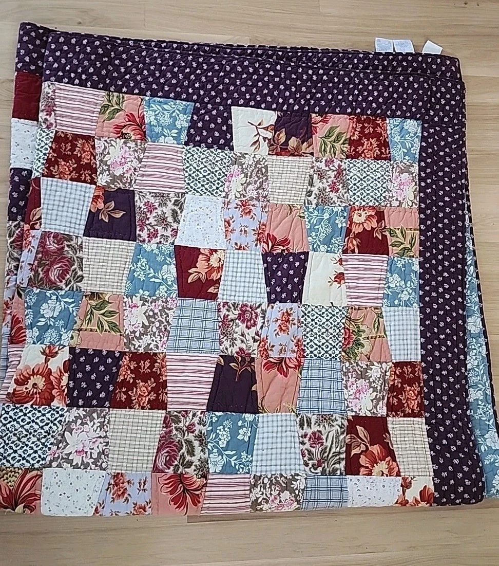 POTTERY BARN Cotton Reversible Quilt-Full/Queen-Blue Multi | eBay US