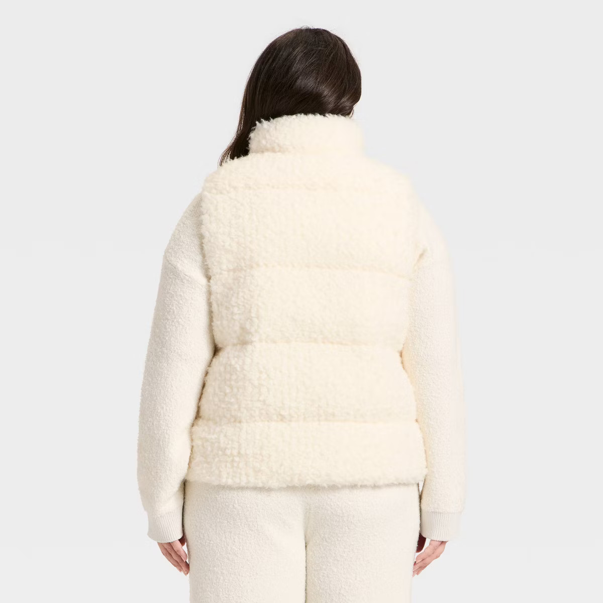 Women's Cozy Alpine Faux Shearling Puffer Vest - Universal Thread™ Cream | Target