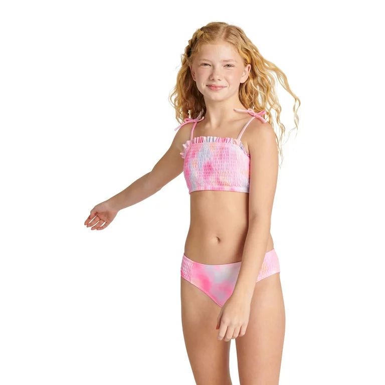 Justice Girls 2 Piece Ruched Bandeau Top Bikini Swimsuit, Sizes 5-18 - Walmart.com | Walmart (US)