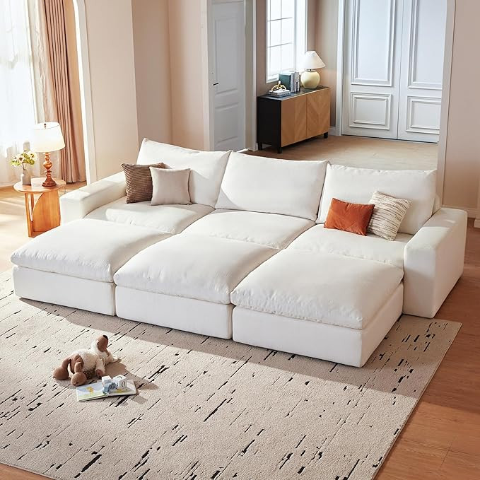 Cloud Couch Sectional 110.2'' Oversized Modular Deep Seat Sofa Bed Comfy White Cloud Couch with W... | Amazon (US)