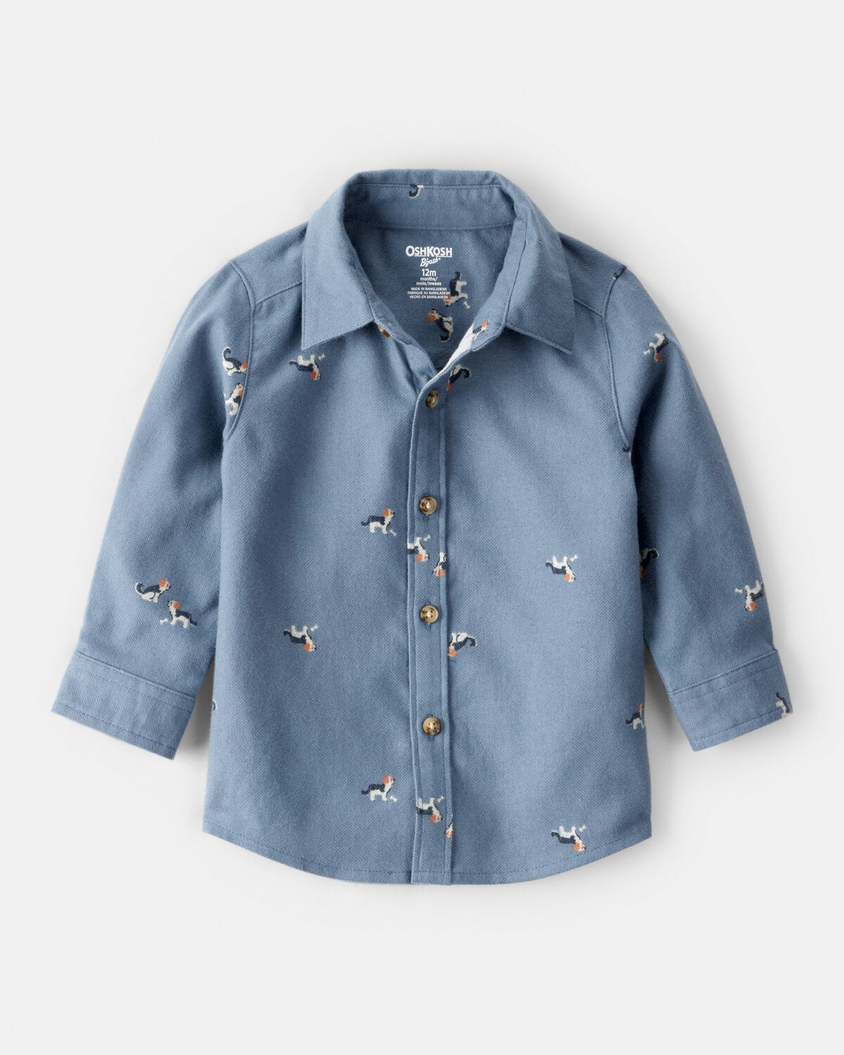 Baby Boy Dog Print Button-Down Shirt - Blue | Carter's Inc