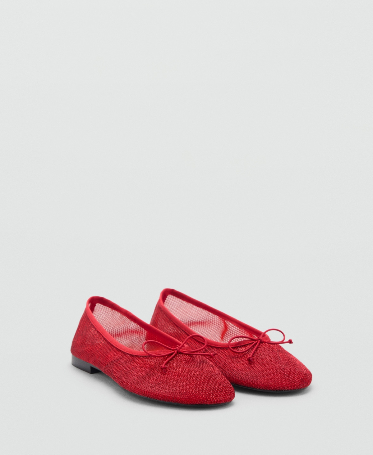 Mango Women's Mesh Bow Ballerina Shoes - Red | Macy's