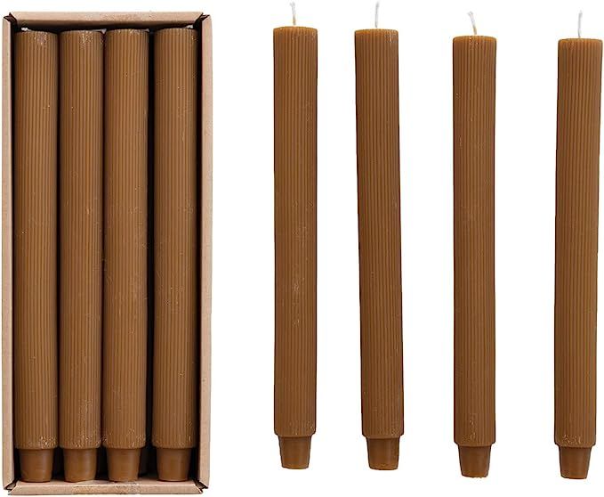 10"H Unscented Pleated Taper Candles in Box, Powder Finish, Cocoa Color, Set of 12 (Approximate B... | Amazon (US)