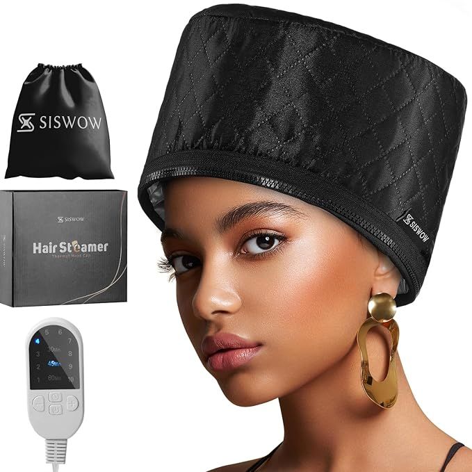 Hair Steamer For Natural Hair Home Use w/10-level Heats Up Quickly, Heat Cap For Deep Conditionin... | Amazon (US)