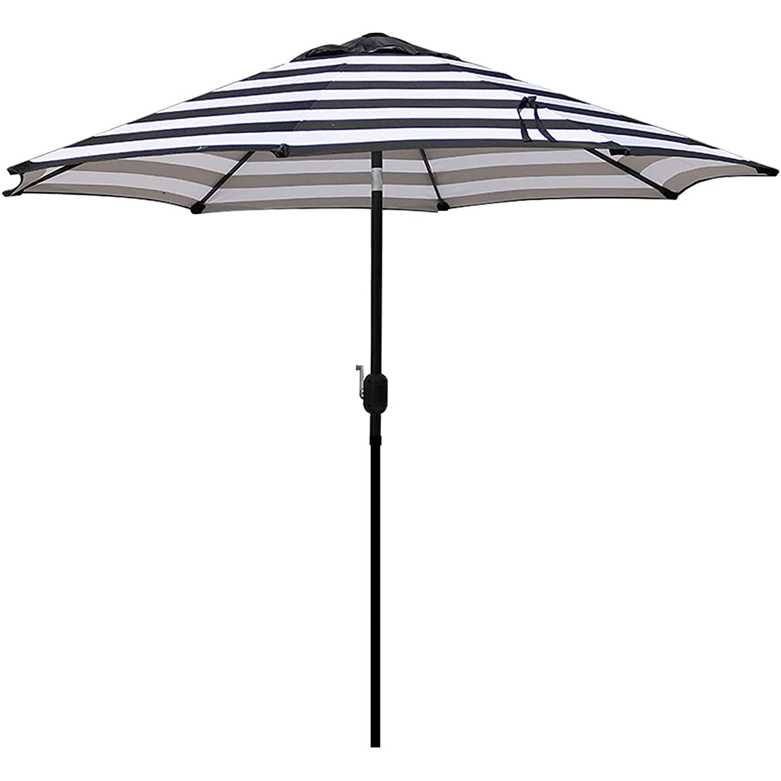 Blissun 9' Outdoor Aluminum Patio Umbrella, Striped Patio Umbrella, Market Striped Umbrella with Pus | Amazon (US)