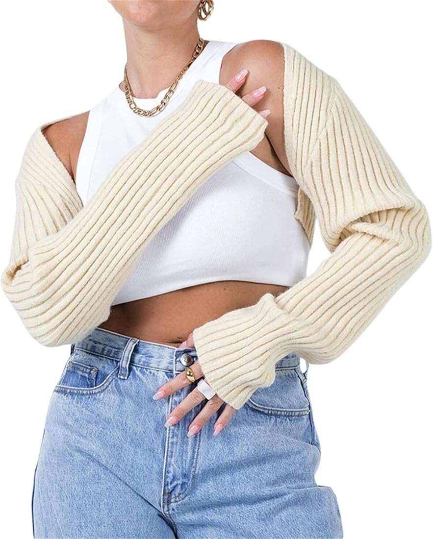 Y2k Women Long Sleeve Crop Top Crochet Knit Color Block Pullover Jumper Tops Loose Patchwork Shir... | Amazon (US)