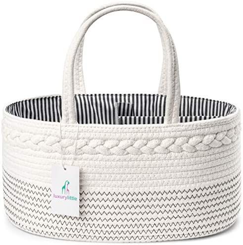 Luxury Little Baby Diaper Caddy Organizer - Rope Nursery Storage Bin for Boys and Girls - Large Tote | Amazon (US)