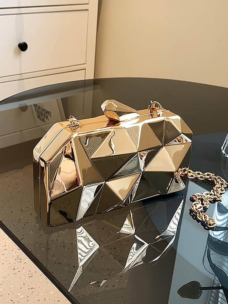 Mini Metallic Chain Box Bag, Perfect Bride Purse For Wedding, Prom & Party Events
       
       ... | SHEIN