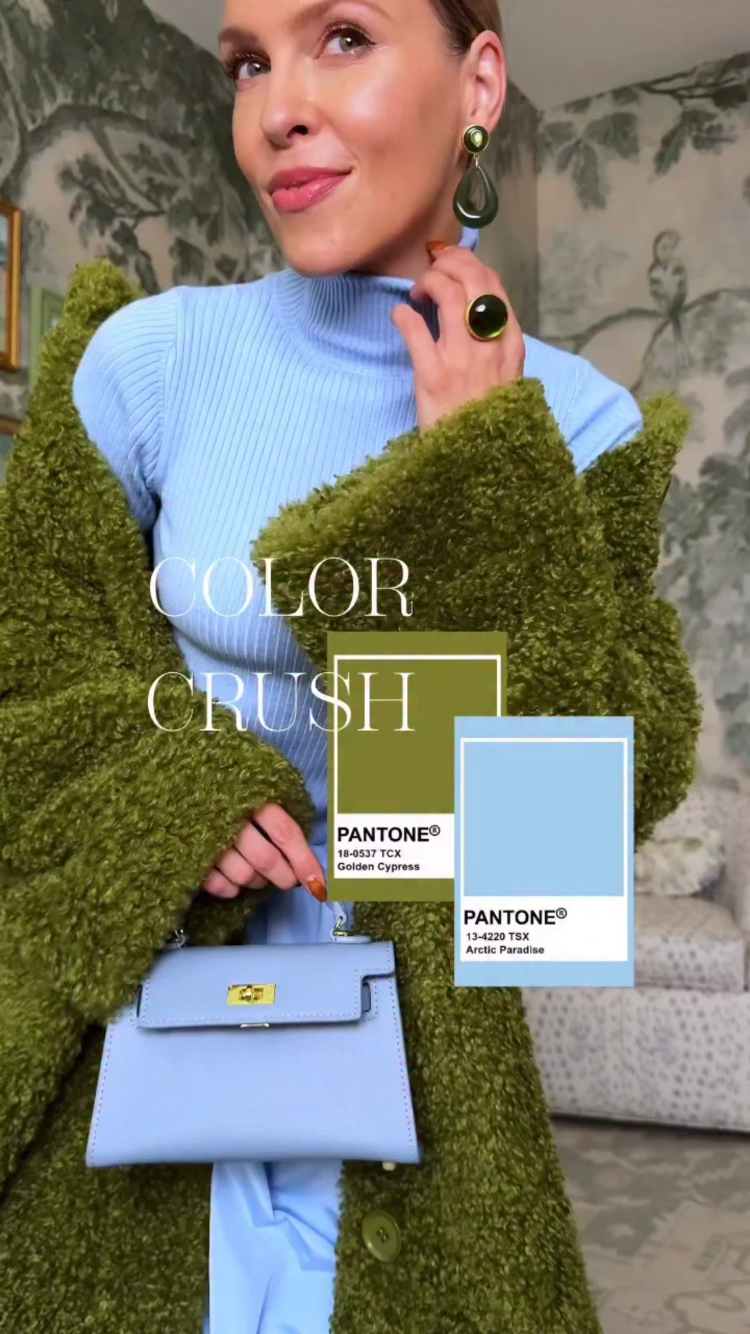 COLOR CRUSH // Olive + Icy blue. Inspired by this little vintage hat I recently snagged on Haight & Ashbury. 

Comment SHOP for all the details, including the silly but life changing make-up hair net, that is a must for protecting your collar and keeping hair in place while getting dressed. 💁🏼‍♀️

https://liketk.it/5P1QR