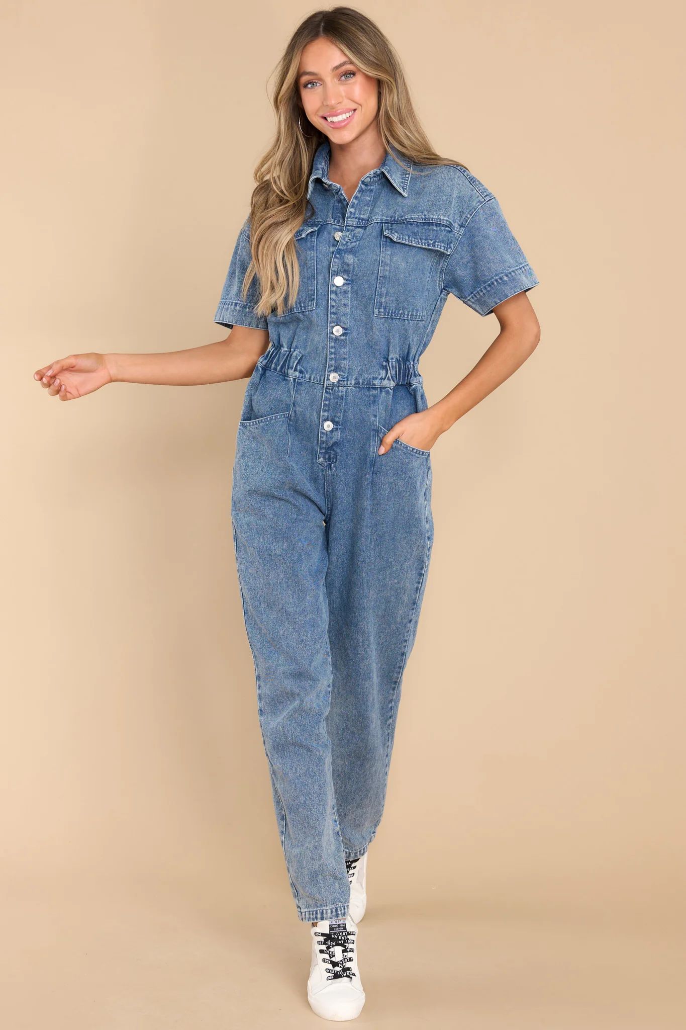 Wherever We Go Denim Jumpsuit | Red Dress 