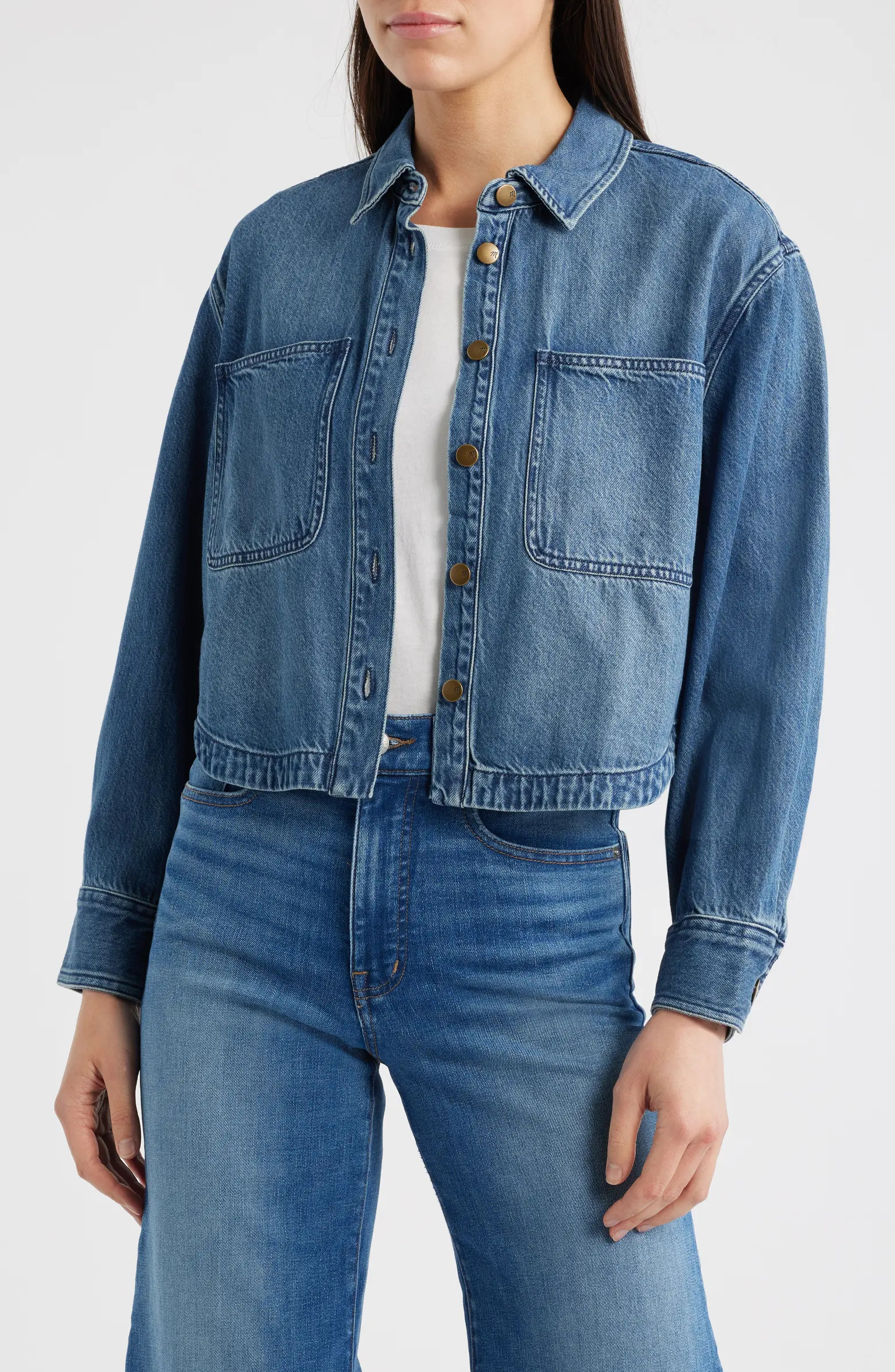 Denim Crop Shirt | Nordstrom