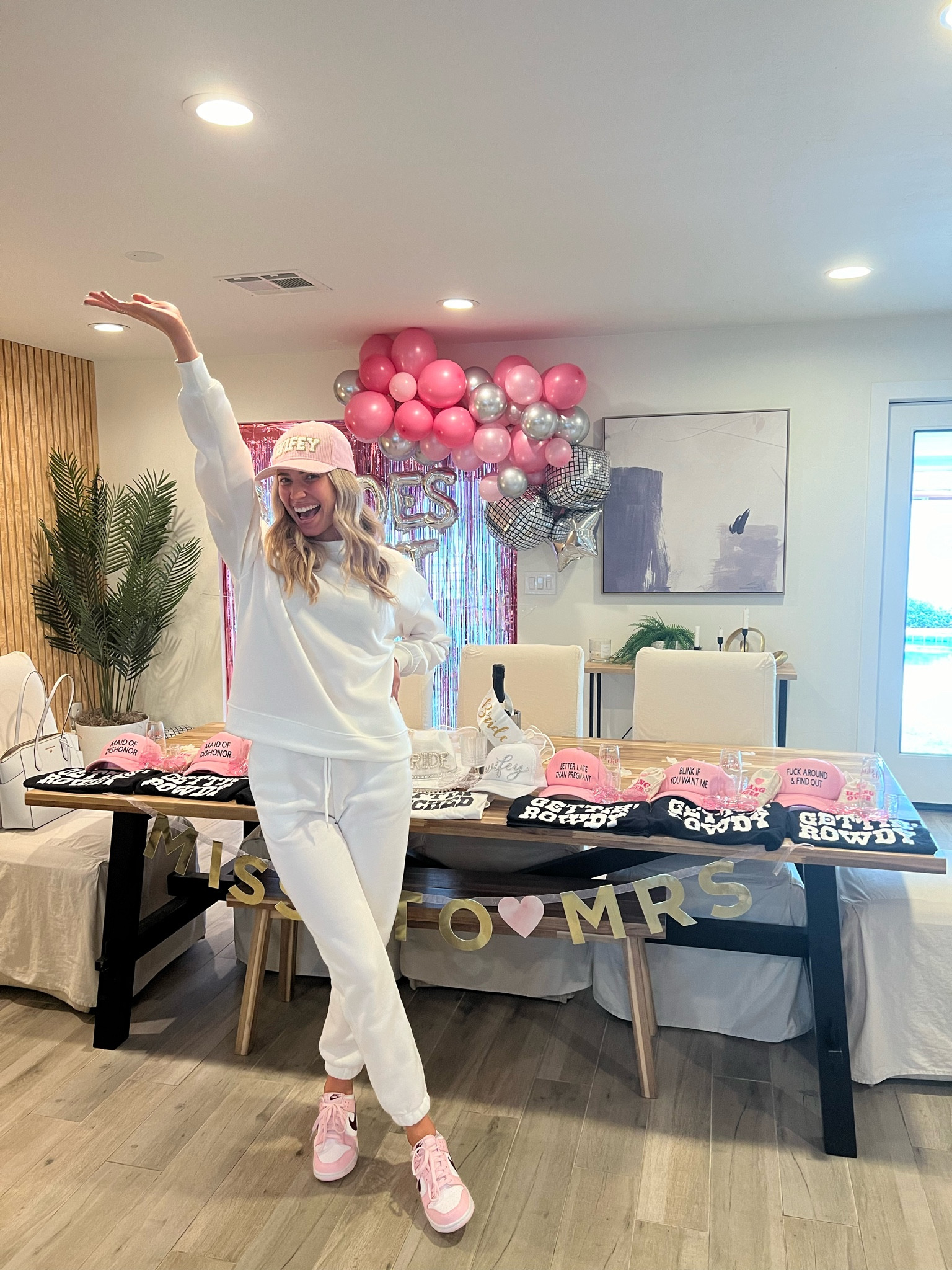 cutest + comfiest + affordable bachelorette trip outfit💍💒🤍🫶🏼
bride, bachelorette trip, bachelorette outfit, sweatpants, wifey, trucker hat, jordan’s

#LTKshoecrush #LTKfindsunder50 #LTKparties
