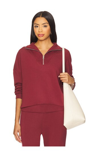 Varley Hawley Half Zip Sweatshirt in Burgundy. - size M | Revolve Clothing (Global)