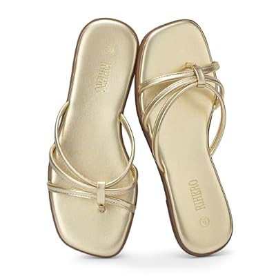 Rihero Flip Flops for Women Dressy Square Toe Flat Sandals Comfortable Slip On Summer B… | Amazon (US)