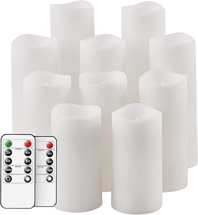 Flameless Candles,Salipt LED Flickering Candles Set of 10 (H 4" 5" 6" 7" xD 2.2") Waterproof Flam... | Amazon (US)