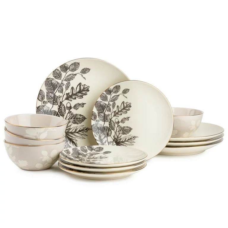 Thyme & Table 12-Piece Stoneware Dinnerware Set, Harvest | Walmart (US)