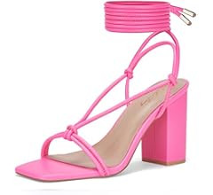 Elisabet Tang Women's Strappy Chunky Heels Sandals, Lace Up 3 inch Low Block Heels Ankle Wrap Hee... | Amazon (US)