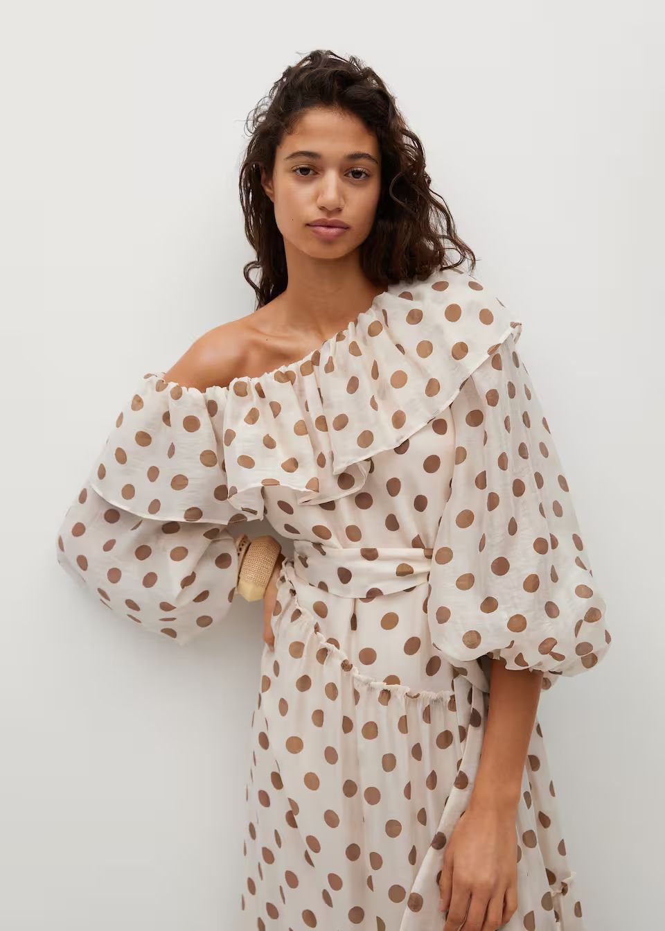 Polka-dot dress with ruffles | MANGO (US)